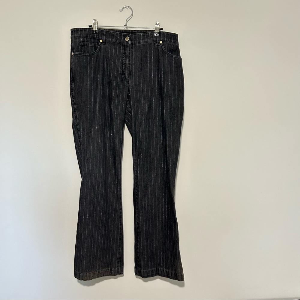 Escada Pants Black Stripe Trousers Size 14